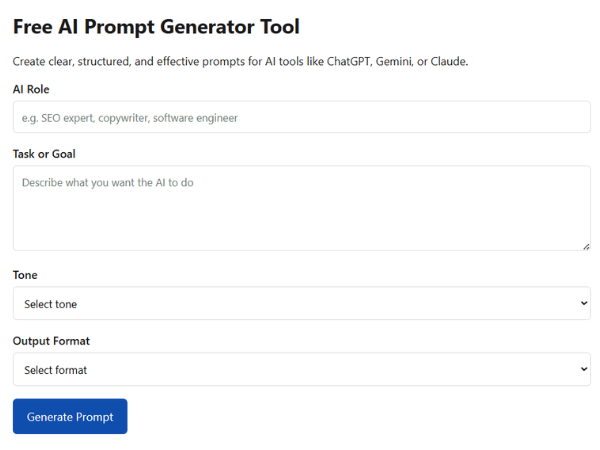 Free AI Prompt Generator Tool