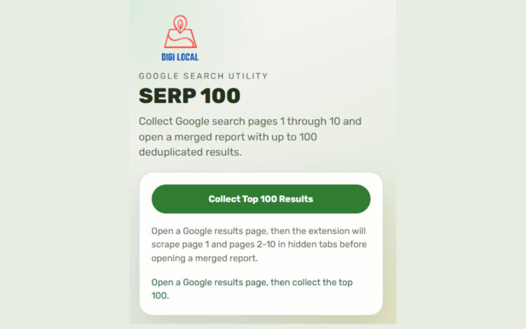 Digi Local SERP 100 Chrome Extension