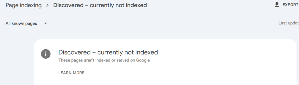 Discovered – Currently Not Indexed