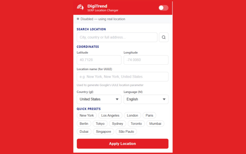 DigiTrend SERP Location Changer - Screenshot 1