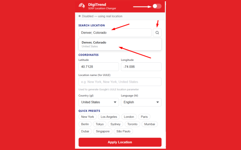 DigiTrend SERP Location Changer - Screenshot 2